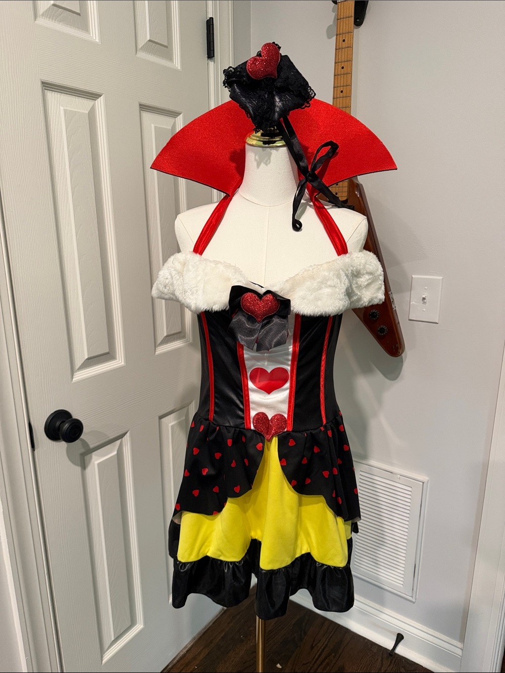 Leg Avenue Red, Black, Yellow Queen of Hearts Mini Dress Sexy Halloween Costume
